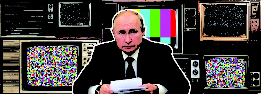 Art Design by Veronika Maynard. Russian President, Vladimir Putin has used the media to manipulate Russian peoples understanding of the conflict.