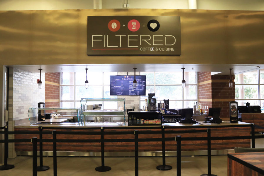 Students arrive early to experience the new Filtered coffee shop.
