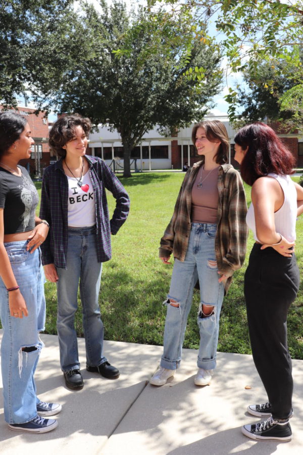 Students Andrea Adams, Lia Swanson, Mia Johnson, and Laila Saini discuss the dress code.