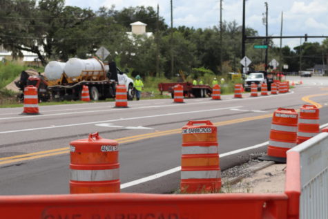 Road construction near Oviedo High School to improve the road and intersections.