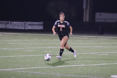 #2 Kate Mikalsen is on the go to score a goal to give Oviedo the win. 