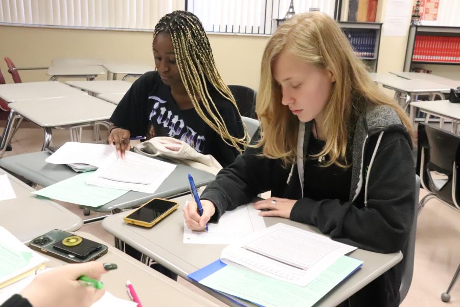 Students work hard in their foreign language class. Photo by Audrey Strembicki.