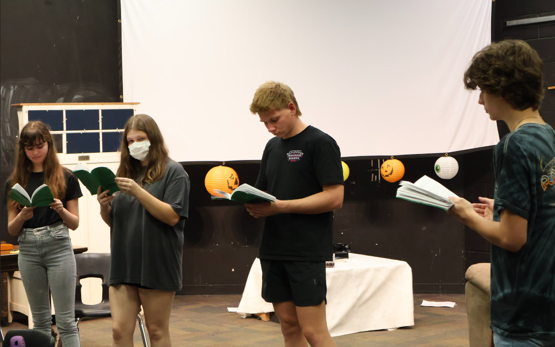 In anticipation for the first play, drama students rehearse their script lines. The fall performance The Haunting of Hill House, will be showing from Nov. 9 to Nov. 11.