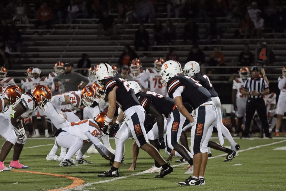 Oviedo's defensive line faces off against University's offense at the October 18th game.