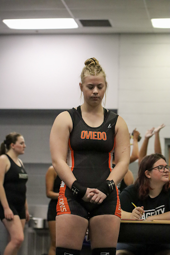 Clara Cannaday prepares for her meet in a moment of calmness.
