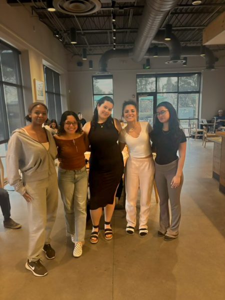 Picture of the first Latina Women’s officer’s club meeting on 1/26/25. Featuring, from left to right, Amber Patterson, Carla Chavez Ramirez, Victoria Lopez-Olmedo, Amand De Jesus Negron, and Yamileishka Van Ryhn. 

Photo courtesy of AJ Patterson