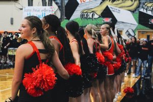 Oviedo cheerleaders join together at pep rally for the game against Hagerty High School to sing the Oviedo High School anthem. 