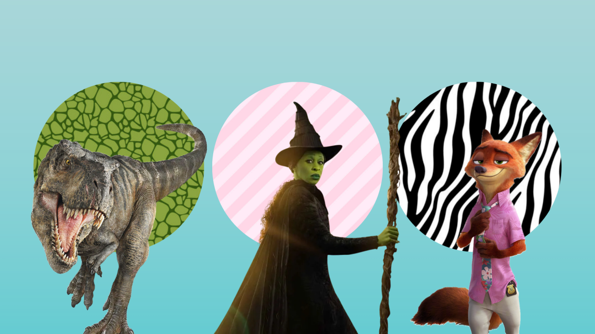 The main subjects of three successful sequels released this year, pose, with their respective colorful patterns.