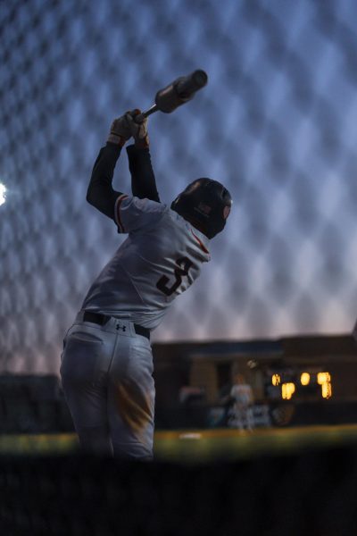 Senior Chase Negron prepares for a swing, hoping for a home-run.